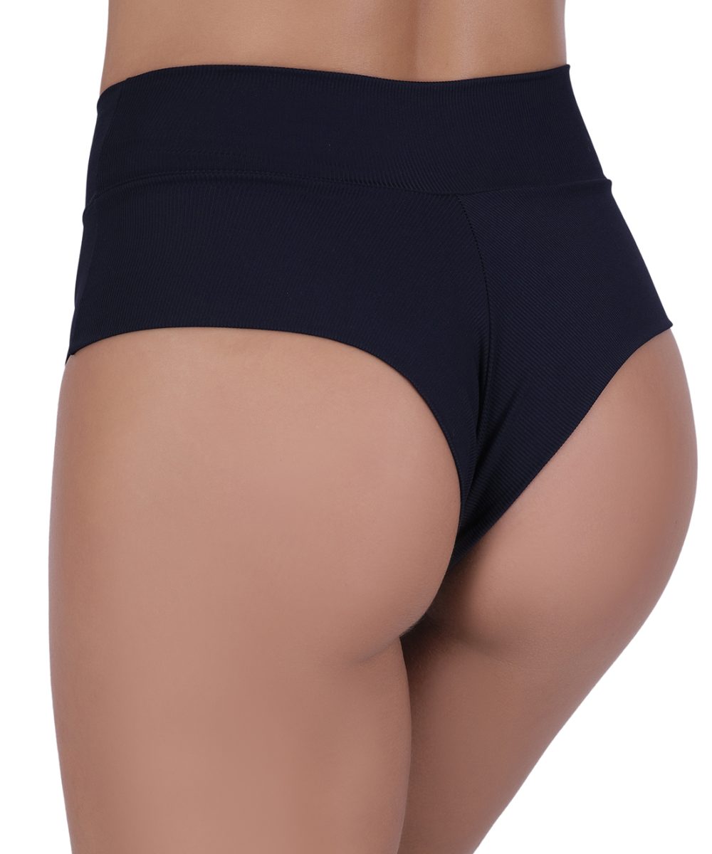 Alternative view of Mutanda Classica a Costine in Microfibra Nera