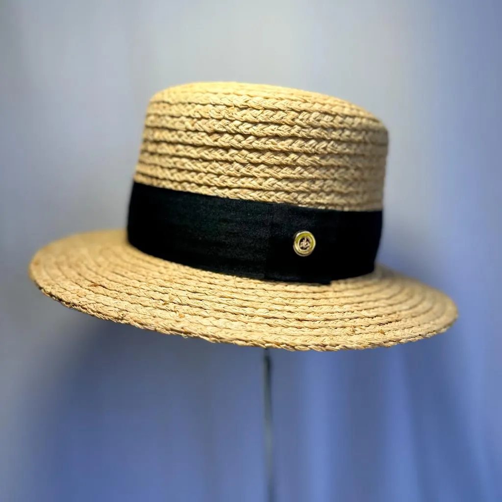 Cappello a Tesa Corta Naturale con Dettaglio Nero - immagine 4