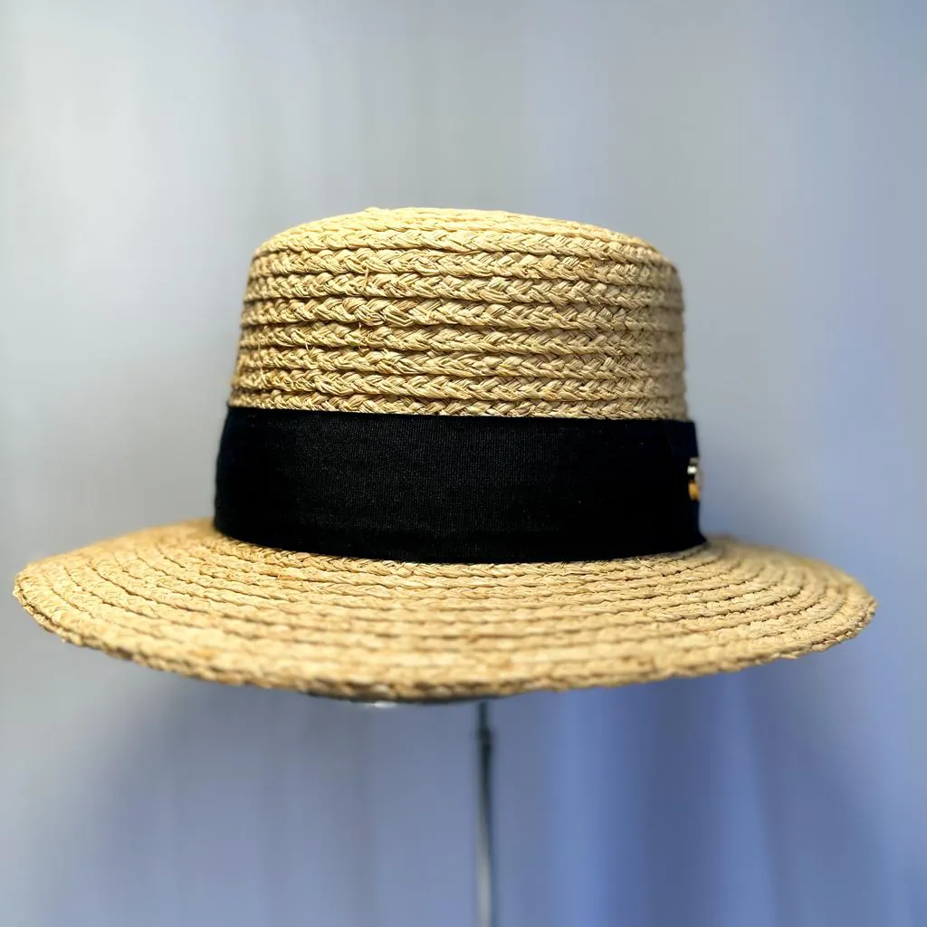 Cappello a Tesa Corta Naturale con Dettaglio Nero - immagine 3