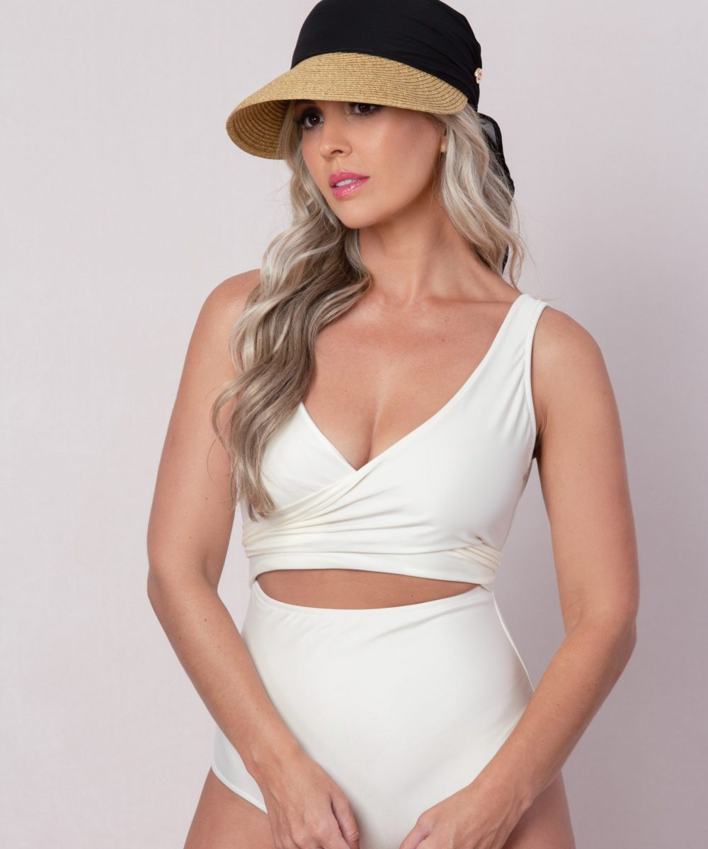 Visiera Da Spiaggia Naturale e Nero