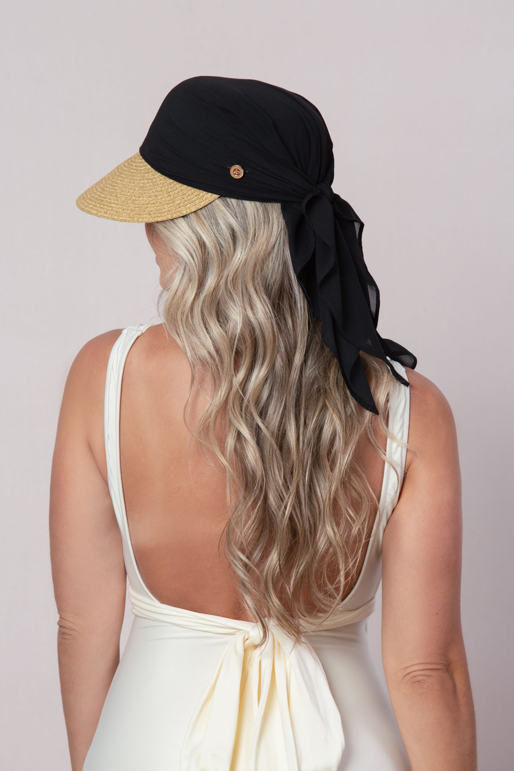 Visiera Da Spiaggia Naturale e Nero - immagine 2