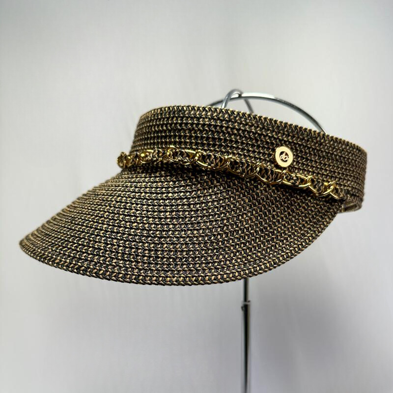 Alternative view of Visiera Da Spiaggia Marrone Con Dettaglio Catena Oro