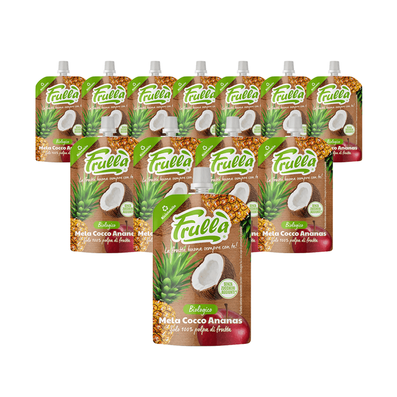 Frutta Frullata Mela Ananas Cocco Biologico - Pack 18 Pezzi