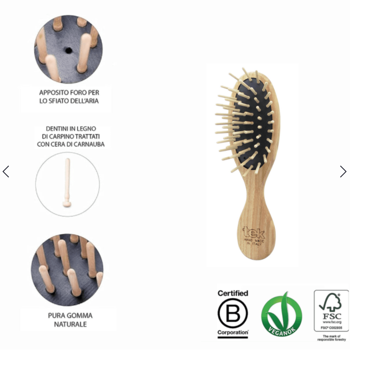 Spazzola ovale piccola da borsetta con dente corto - immagine 2