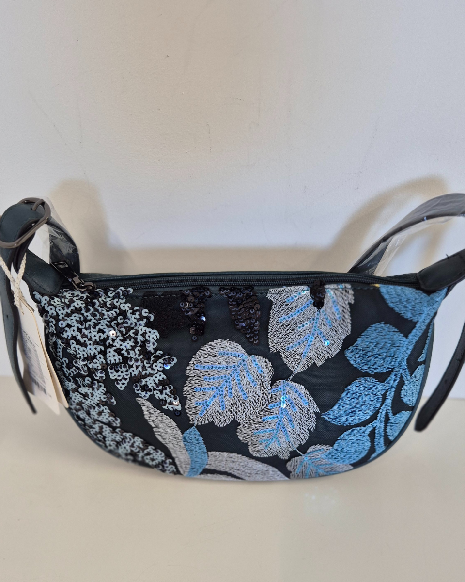 Borsa Clutch Mezzaluna con ricamo perline Odessa