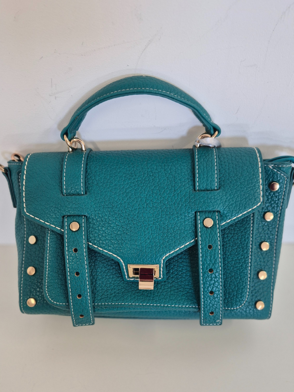 Borsa a Mano e Tracolla con borchie Mila col. Verde