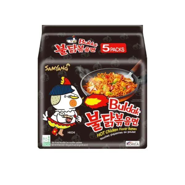 SAMyang Buldak Ramen Pollo Piccante 140g per 5 Pezzi Gusto Unico e Piccante Ideale per Amanti del Ramen con Pollo Piccante