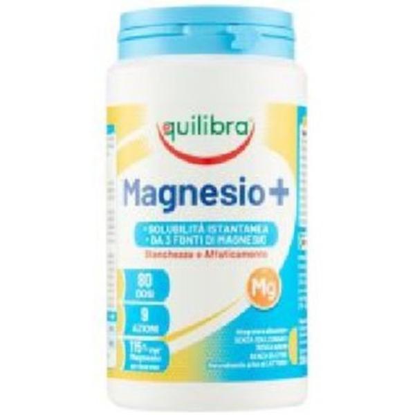 Equilibra Magnesio+ in Barattolo Senza Zuccheri a base di Magnesio da sali organici Pidolato e Bisglicinato e Magnesio Carbonato