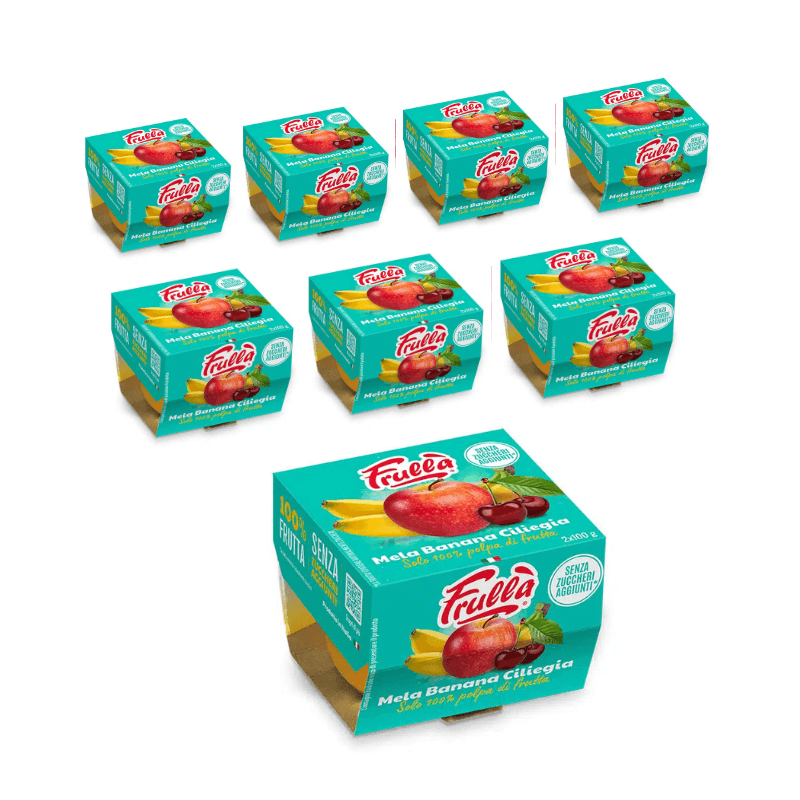 Polpa di Frutta Bi-pack Mela Banana Ciliegia - 2x100g Pack 12 pezzi