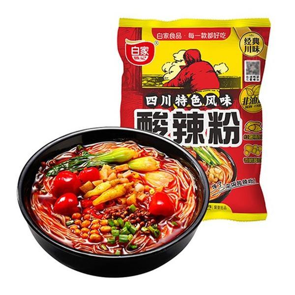 BAIJIA Noodle Pack Hot&Sour 105GR - Noodles Piccanti e Acidi Ideali per un Piatto Delizioso e Aromatico