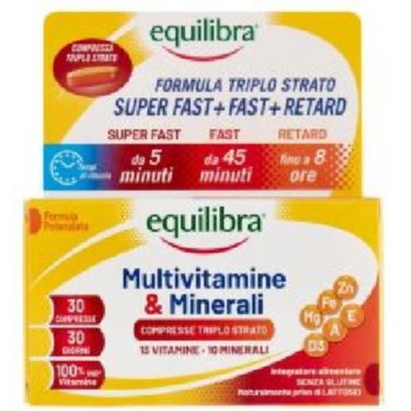 Equilibra Multivitamine e Minerali compresse triplo strato Super Fast Fast Retard 13 Vitamine 10 Minerali per benessere fisico e mentale