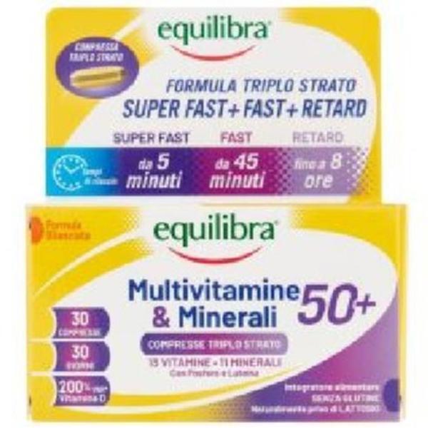 Equilibra Multivitamine e Minerali 50+ Compresse Triplo Strato Super Fast Fast Retard con Vitamine B e Minerali per Adulti